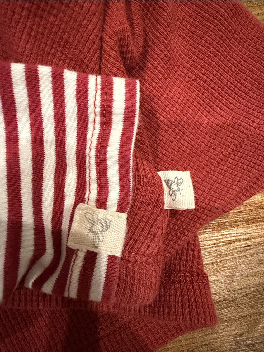 Burt’s Bees 3-6M Rust Red Waffle Tunic with Red & White Striped Leggings - Picture 5 of 5